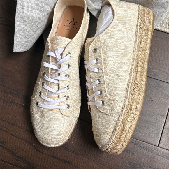 NEW Aquatalia Flyn Multi Tone Beige Canvas Espadrille Sneakers Sleep Bag s11/41 - Picture 7 of 11